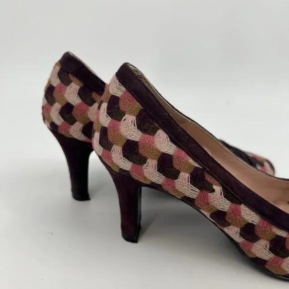 Fiorucci Purple Pink Suede Woven Fabric Pumps | Size 37EU