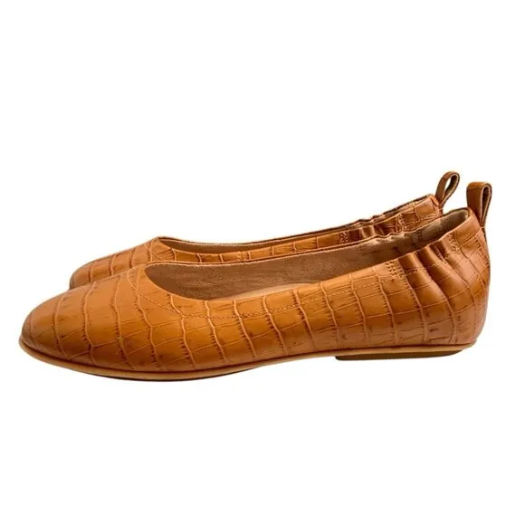 FitFlop Allegro Croco Ballerinas Flats Shoes Womens Size 10 Tan Slip On Leather