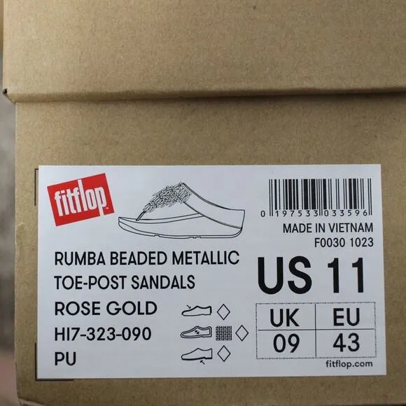 FitFlop RUMBA Beaded Toe-Post Sandals Size 11 NIB
