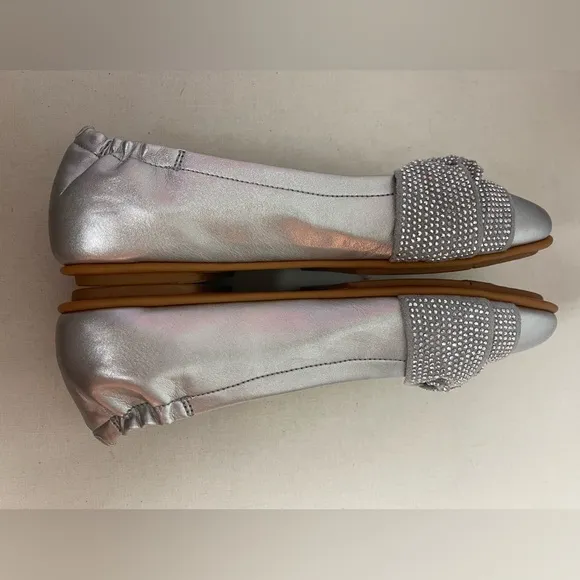 FitFlop Twiss Crystal Silver Ballet Flats Size‎ 7