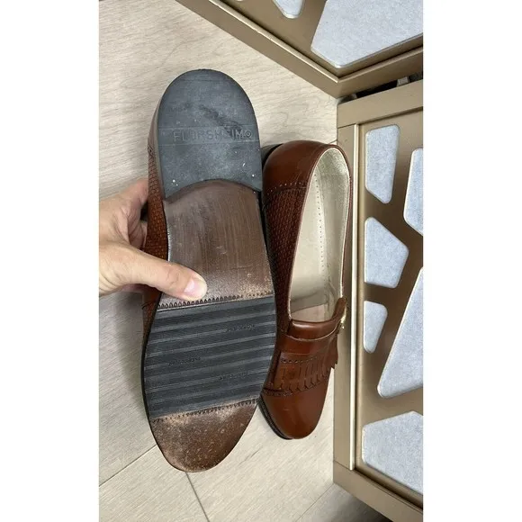 Florsheim Barletta Kilted Leather Slip On Loafers Shoes Men Sz  10.5 D Brown