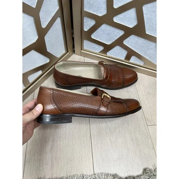 Florsheim Barletta Kilted Leather Slip On Loafers Shoes Men Sz  10.5 D Brown