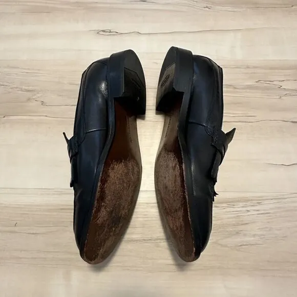 FLORSHEIM Men 9.5D Black Leather Tassel Brogue Loafer Shoes