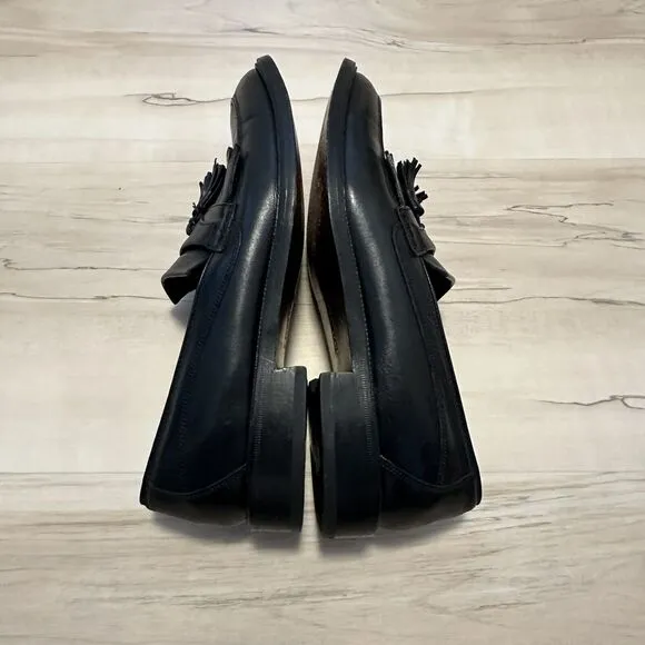 FLORSHEIM Men 9.5D Black Leather Tassel Brogue Loafer Shoes