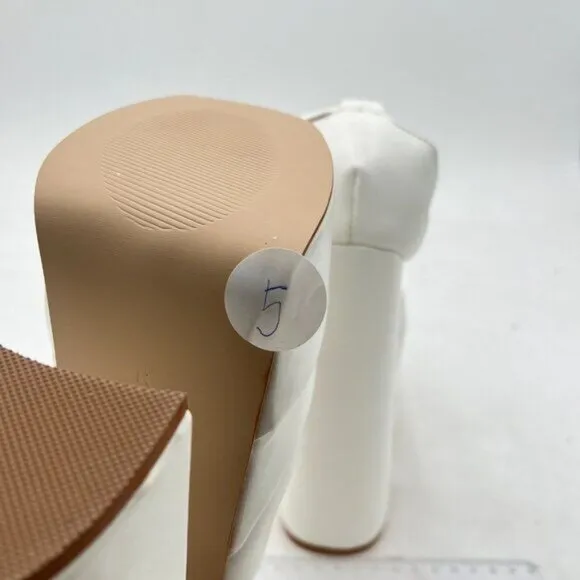 FOWT White Thick Platform Square Toe Pump Sexy Block High Heels Ankle Strap Shoe