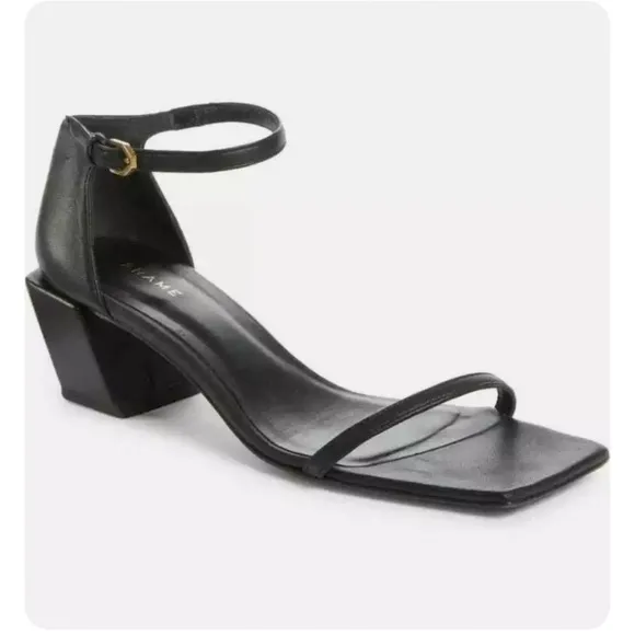 FRAME Like New Le Summit Square Toe Sandal Black Size 6