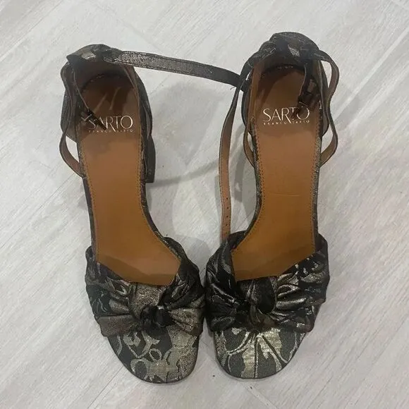 Franco Sarto Designer Bow Top Sling Back Heel Sandals Women Size 9