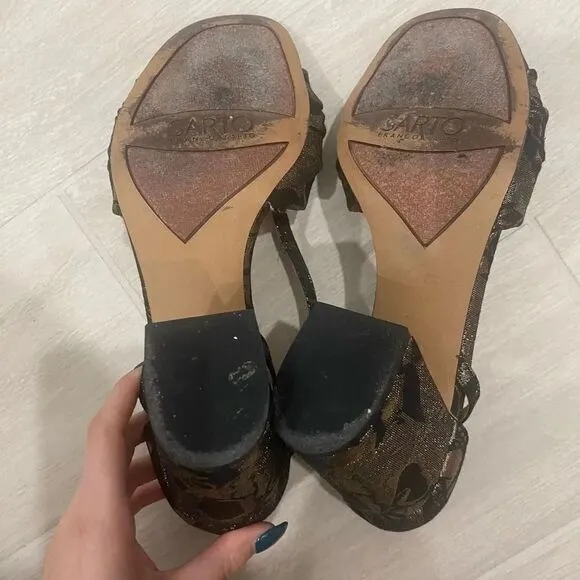 Franco Sarto Designer Bow Top Sling Back Heel Sandals Women Size 9