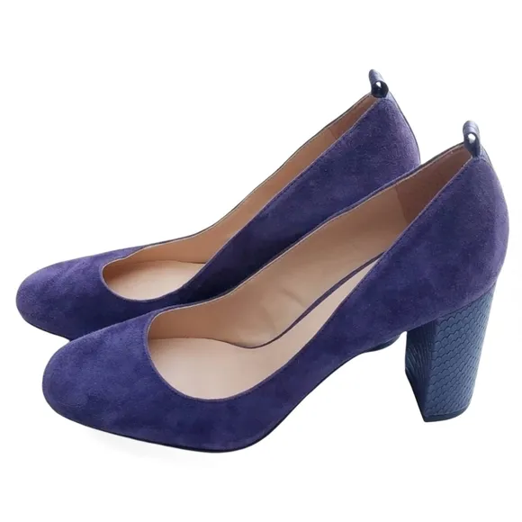 FRANCO SARTO Purple Suede pumps with embossed heels Size 7.5