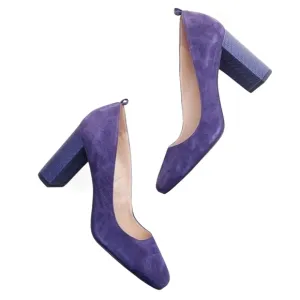FRANCO SARTO Purple Suede pumps with embossed heels Size 7.5