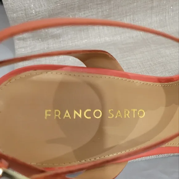 Franco Sarto Serenity Orange Wedge Sandals with Cork Platform NWOT