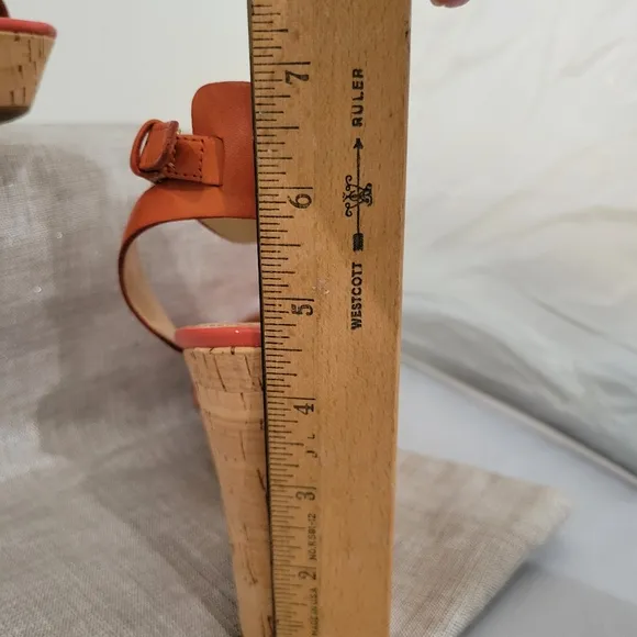 Franco Sarto Serenity Orange Wedge Sandals with Cork Platform NWOT