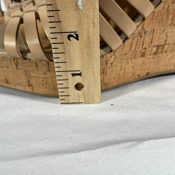 Franco Sarto Tan Leather Slip-On Wedge Sandals Rosely Size. 8