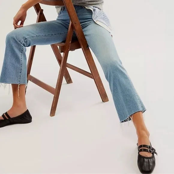 Free People Gemini Black Soft Leather Flats New!