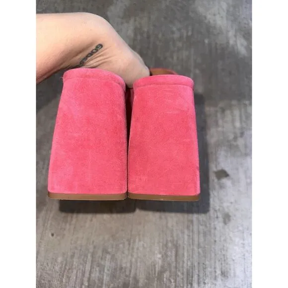 Free People Love Is Everywhere Platform Mule Sandal Heel Fuchsia Pink Sz 8.5 39