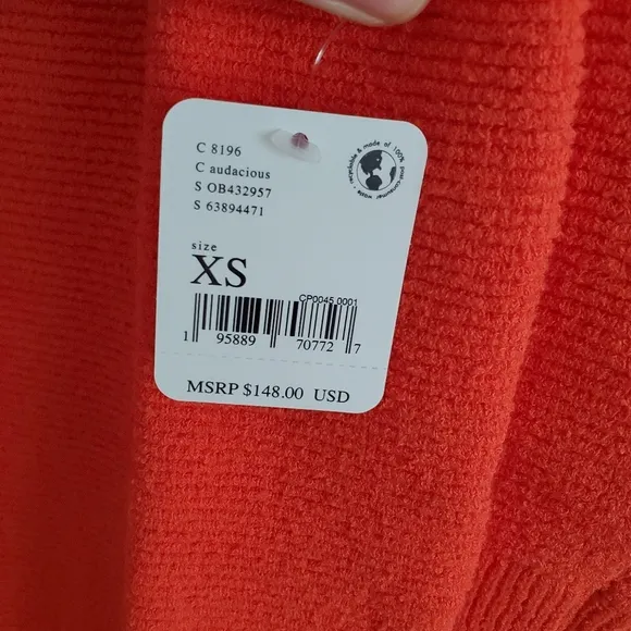 Free People * Ottoman Slouchy Pullover Tunic Sweater size XS Orange