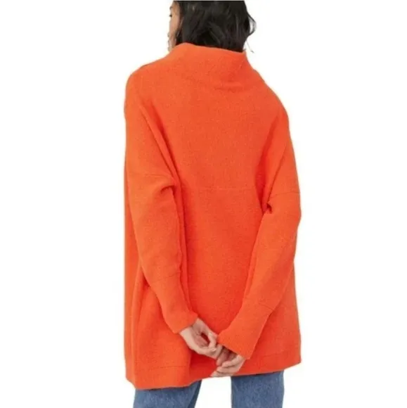 Free People * Ottoman Slouchy Pullover Tunic Sweater size XS Orange