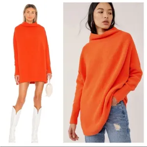 Free People * Ottoman Slouchy Pullover Tunic Sweater size XS Orange