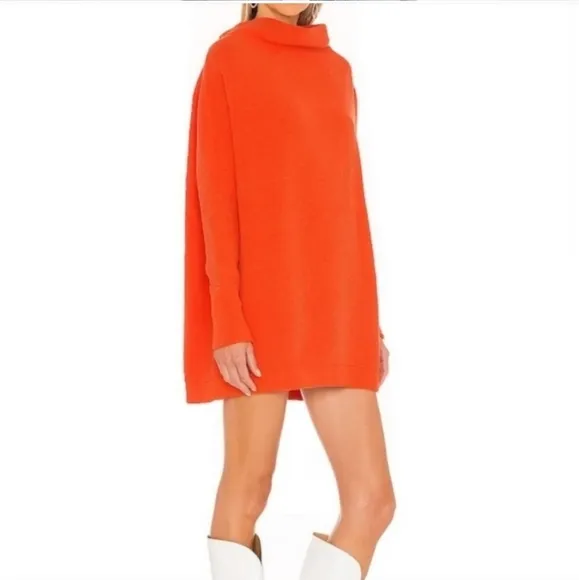 Free People * Ottoman Slouchy Pullover Tunic Sweater size XS Orange