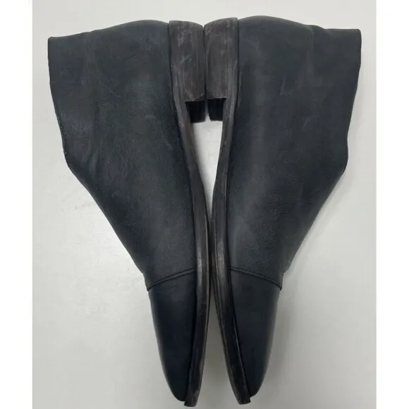 Free People Women's Leather Royale D’orsay Flats Navy Blue Classic Shoes $198 41
