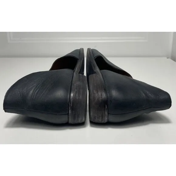 Free People Women's Leather Royale D’orsay Flats Navy Blue Classic Shoes $198 41
