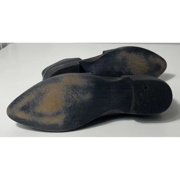 Free People Women's Leather Royale D’orsay Flats Navy Blue Classic Shoes $198 41