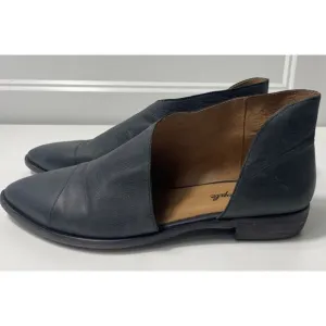 Free People Women's Leather Royale D’orsay Flats Navy Blue Classic Shoes $198 41