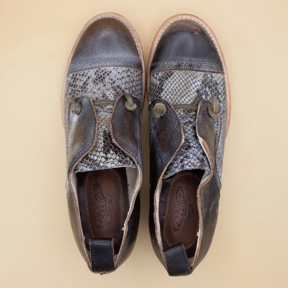 Freebird Mabel Black Multi Distress Leather Shoes Women's Size 7