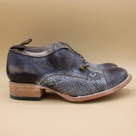 Freebird Mabel Black Multi Distress Leather Shoes Women's Size 7