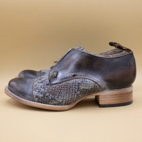 Freebird Mabel Black Multi Distress Leather Shoes Women's Size 7