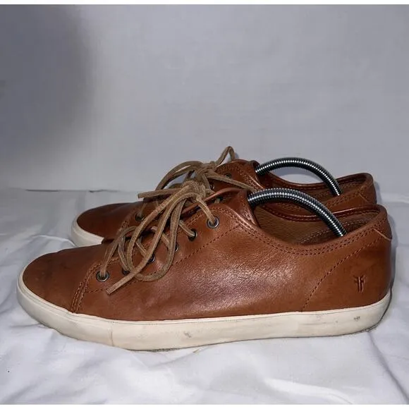 FRYE Brett Sneakers Mens Size 11 Cognac Brown Leather Laces Low Top Casual Shoes