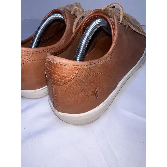 FRYE Brett Sneakers Mens Size 11 Cognac Brown Leather Laces Low Top Casual Shoes