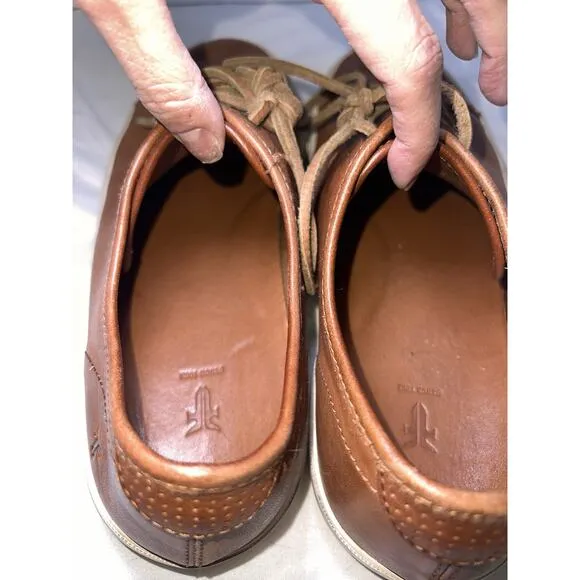 FRYE Brett Sneakers Mens Size 11 Cognac Brown Leather Laces Low Top Casual Shoes