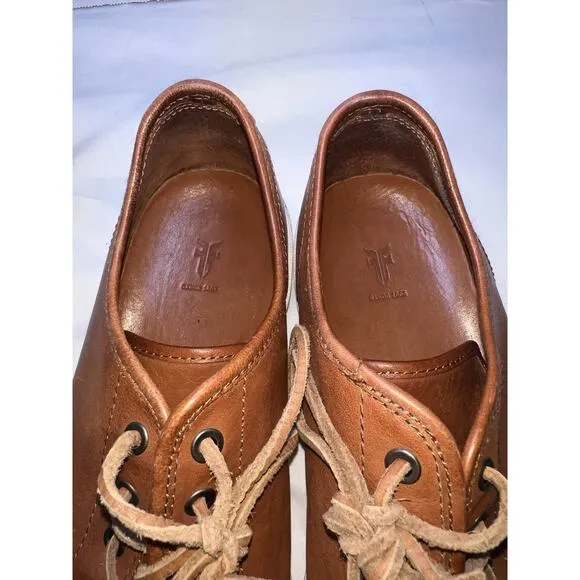 FRYE Brett Sneakers Mens Size 11 Cognac Brown Leather Laces Low Top Casual Shoes