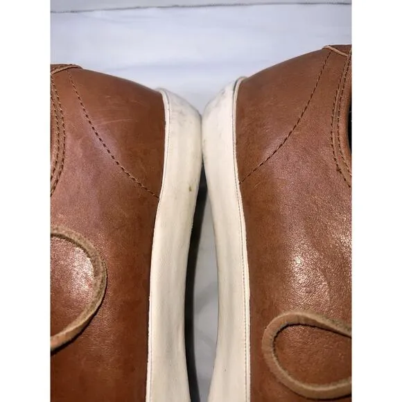 FRYE Brett Sneakers Mens Size 11 Cognac Brown Leather Laces Low Top Casual Shoes