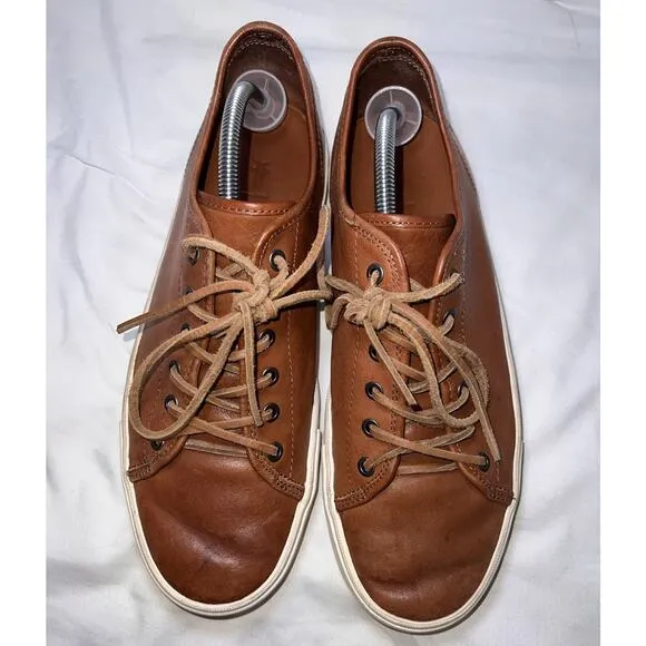FRYE Brett Sneakers Mens Size 11 Cognac Brown Leather Laces Low Top Casual Shoes
