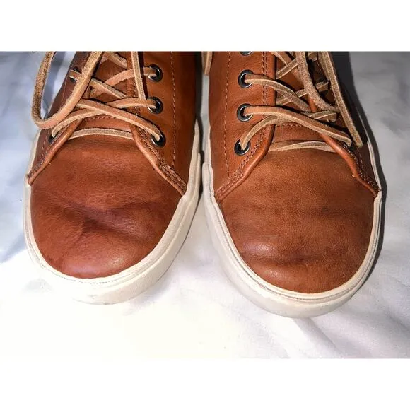 FRYE Brett Sneakers Mens Size 11 Cognac Brown Leather Laces Low Top Casual Shoes