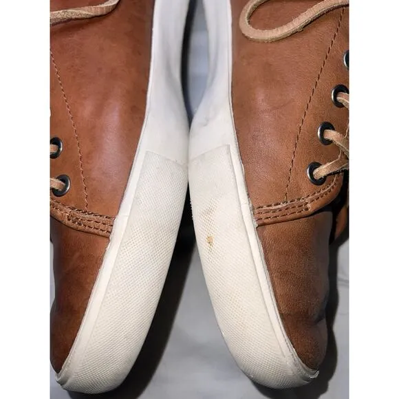 FRYE Brett Sneakers Mens Size 11 Cognac Brown Leather Laces Low Top Casual Shoes