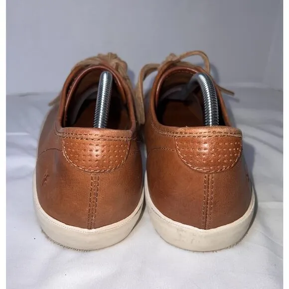 FRYE Brett Sneakers Mens Size 11 Cognac Brown Leather Laces Low Top Casual Shoes