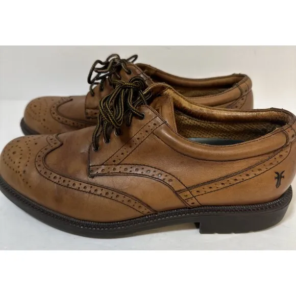 Frye Men's 10 M David Wingtip Oxford Dress Leather Shoes Brown Tan Cognac 84535