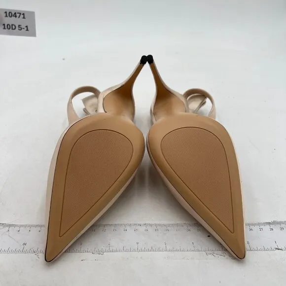 FSJ Beige Cute Pointed Toe Stiletto High Heel Pump Bowknot Slingback Dress Shoes