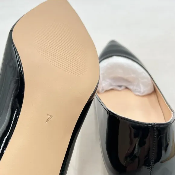 FSJ Black Bridal Pointed Toe Chunky Low Heel Crystal Pumps Slip on Wedding Shoes