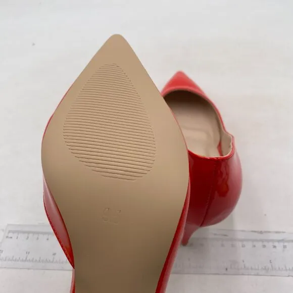 FSJ Women Basic Slip On D'Orsay Pumps Low Heels Pointed Toe Party Shoes Red