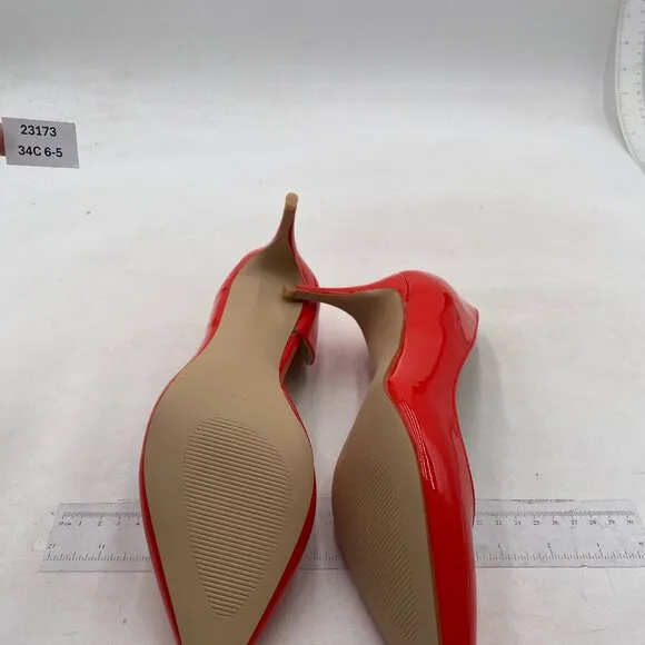 FSJ Women Basic Slip On D'Orsay Pumps Low Heels Pointed Toe Party Shoes Red