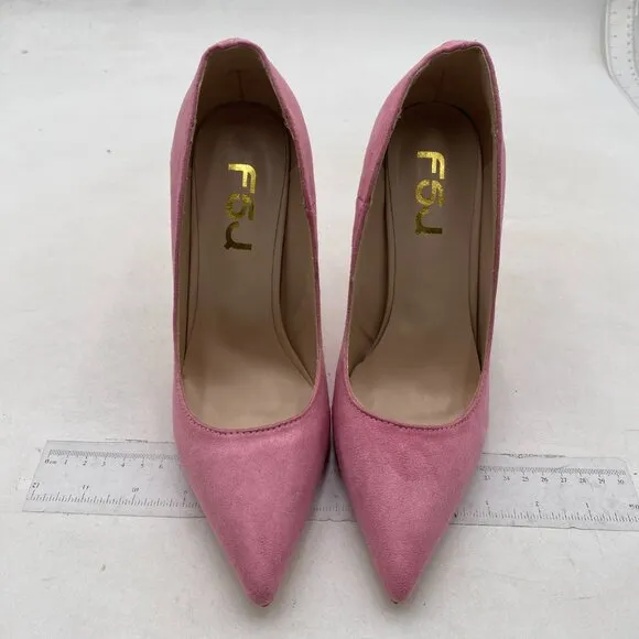 FSJ Women Formal Pointed Toe Pumps High Heel Sexy Stilettos Slip On Office Pink
