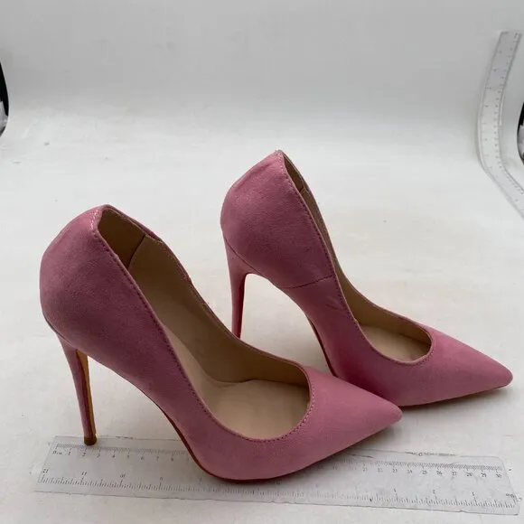 FSJ Women Formal Pointed Toe Pumps High Heel Sexy Stilettos Slip On Office Pink