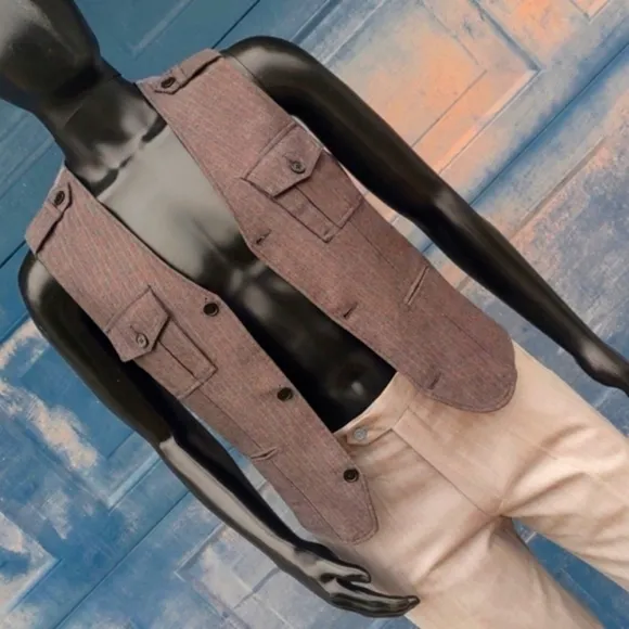 G by GUESS Men's Military Inspired herringbone Loaded Vest
