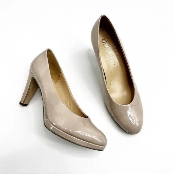 Gabor 95.310.74 Antikrosa Nude Platform Patent Leather Heels 7