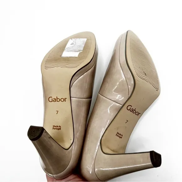 Gabor 95.310.74 Antikrosa Nude Platform Patent Leather Heels 7