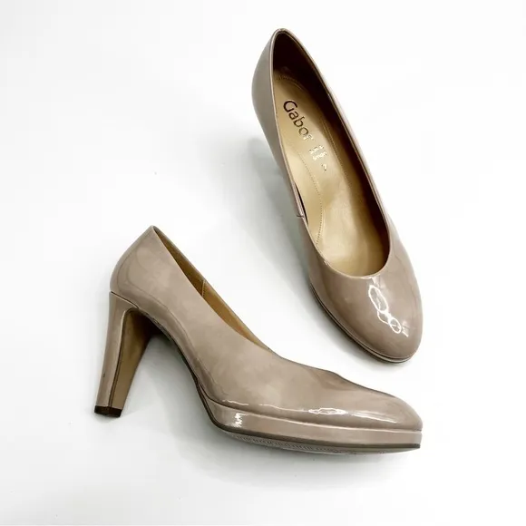 Gabor 95.310.74 Antikrosa Nude Platform Patent Leather Heels 7